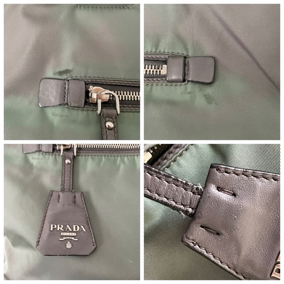 Prada green gray Tessuto nylon reversible travel tote bag - Picture 6 of 13